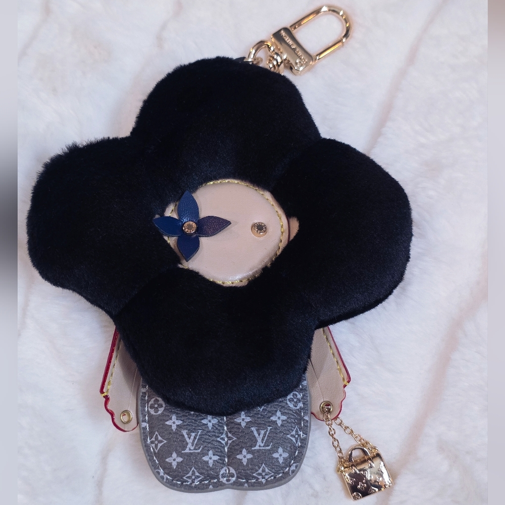 Plush Vivi Luxury Black and Gray Bag Charm